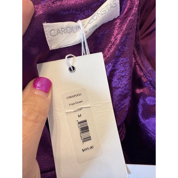 Caroline Constas Enya Satin Sweetheart Gown Dress Amethyst Women's Size Medium - Picture 5 of 5